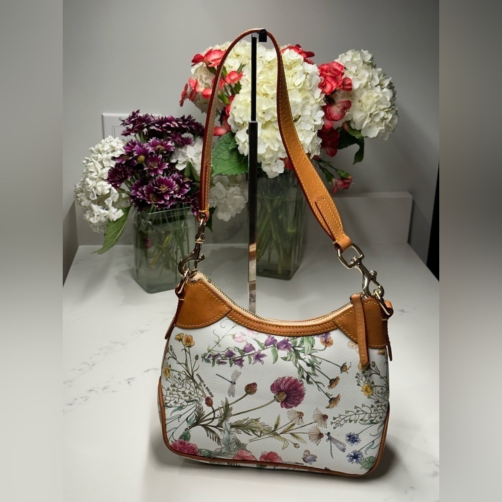 Dooney & Bourke Floral Leather Shoulder Bag + D & B Dusty - Picture 4 of 11